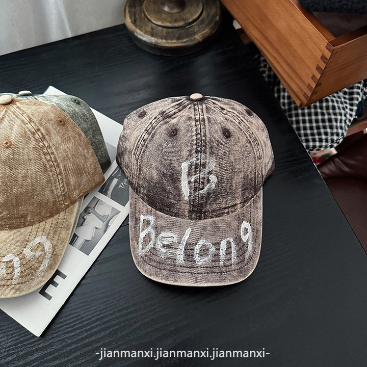 Women's Distressed Denim Adjustable Baseball Cap Bowlift