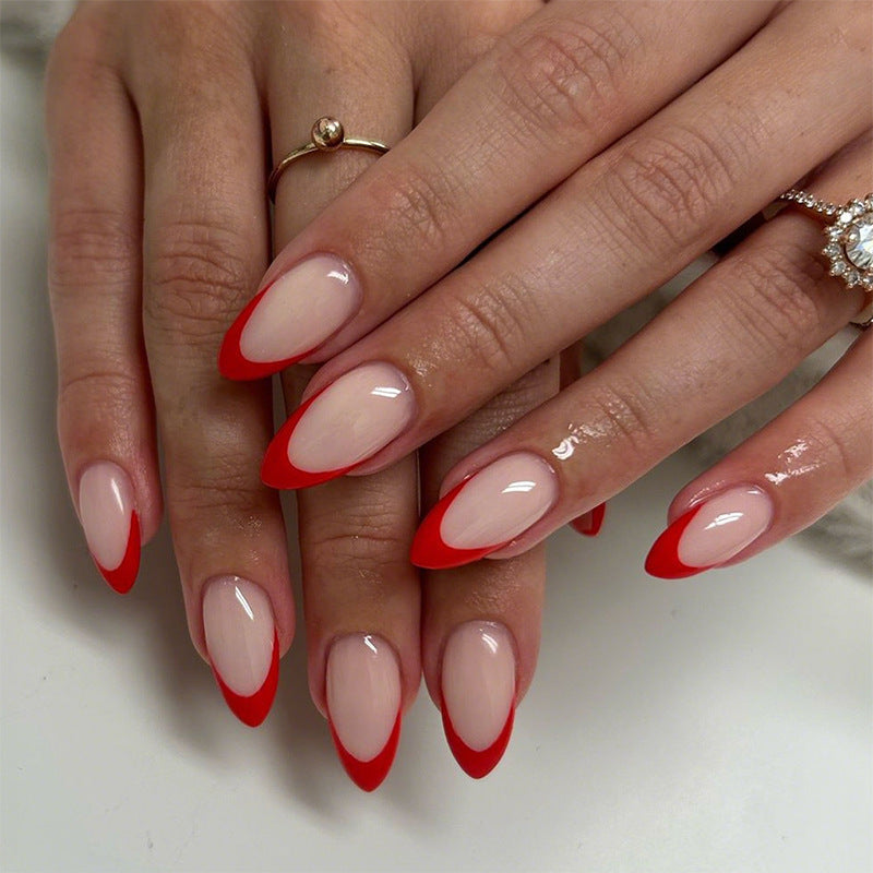 Elegant French Manicure Artificial Nails Bowlift