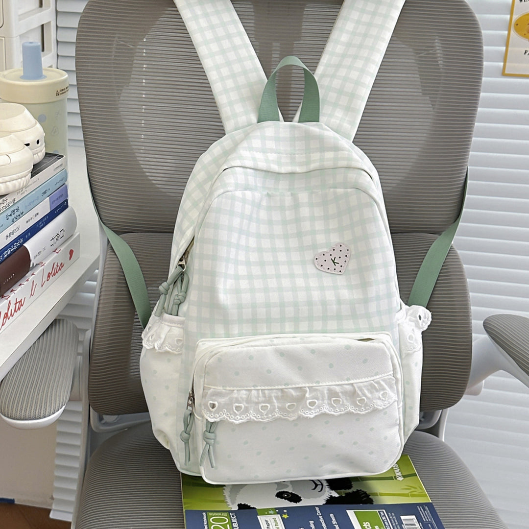 Playful Gingham Pattern Backpack