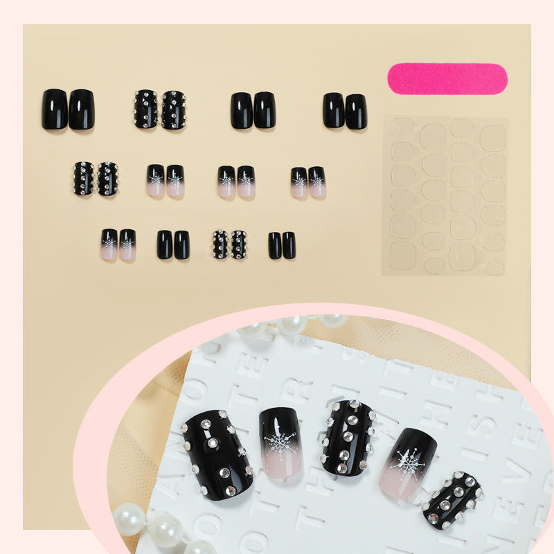 Acrylic Nail Set with Glamorous Rhinestone Accents Bowlift