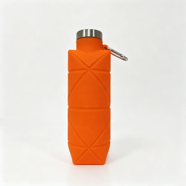 Collapsible Silicone Travel Water Bottle with Stainless Cap and Carabiner Bowlift