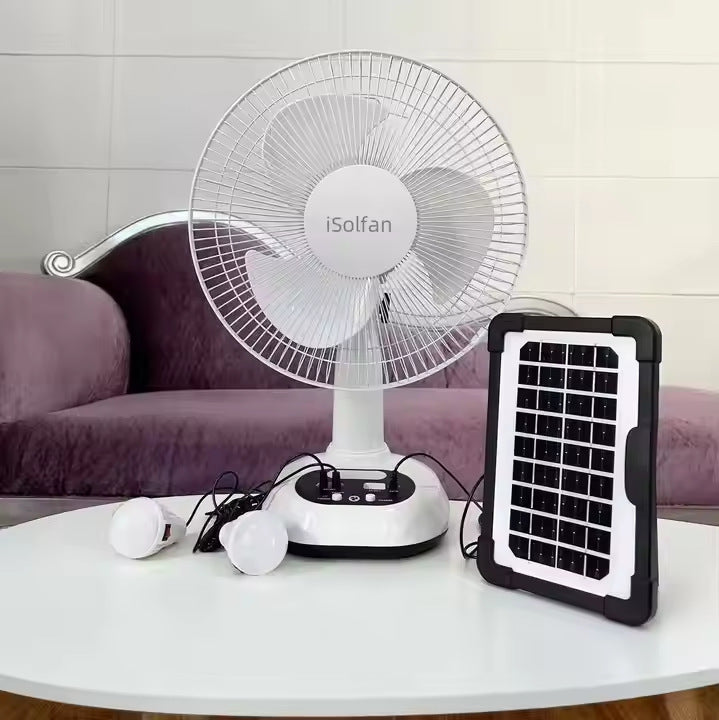 Women's portable solar fan with USB charging function and LED lighting Bowlift