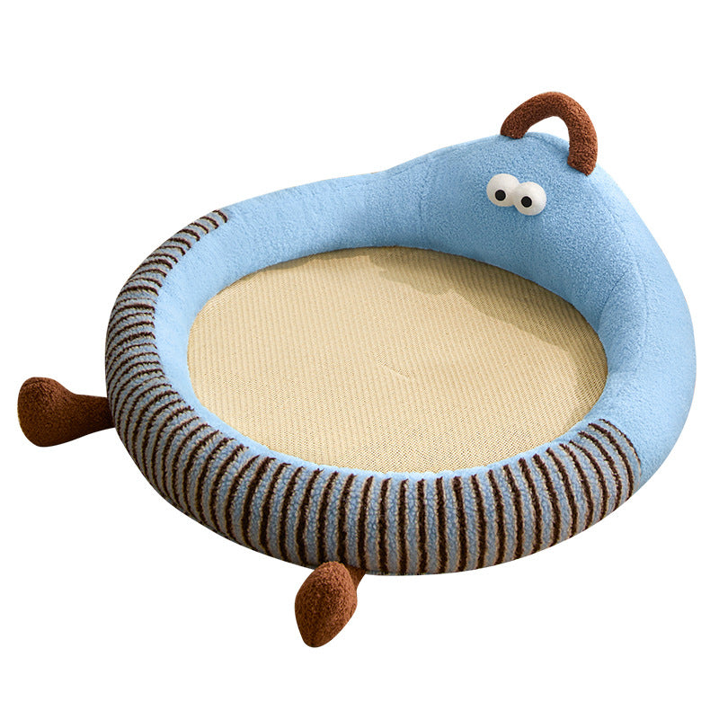Unisex nan round padded cat and small dog bed with raised edge and sisal sleeping area Bowlift