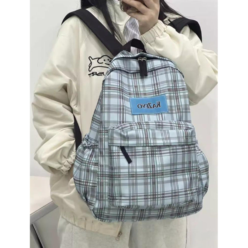 Stylish Plaid Patterned Laptop Backpack Bowlift