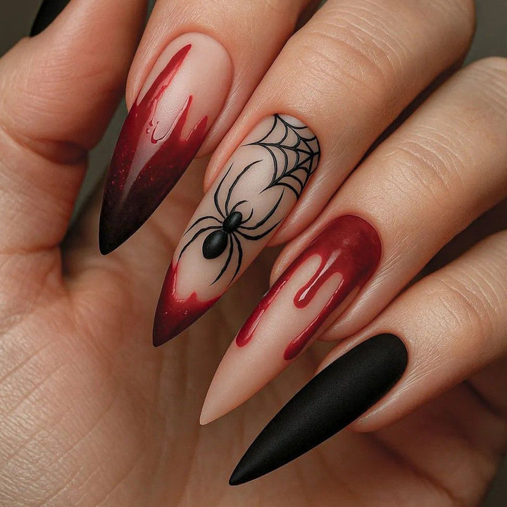 Gothic Halloween-Themed Stiletto Nail Art Extensions Bowlift 1789713400