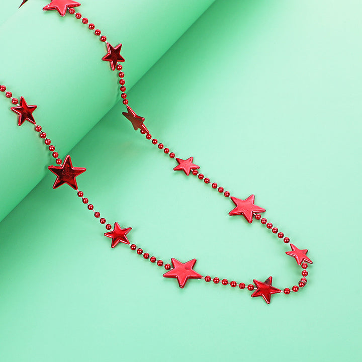 Women nan long Statement Necklace with star beads and ball chain Bowlift