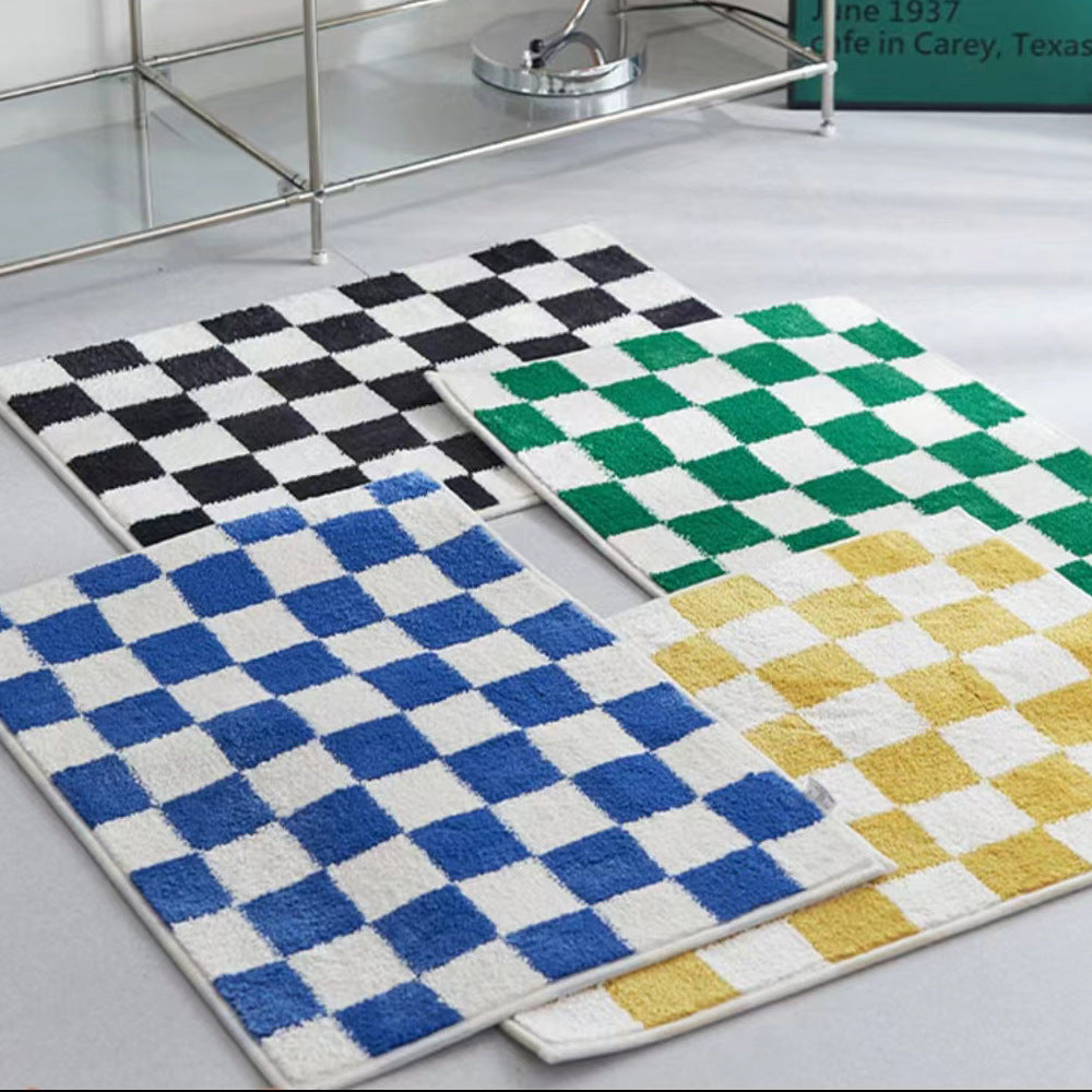 Unisex Stylish Checkered Bath Mat Bowlift
