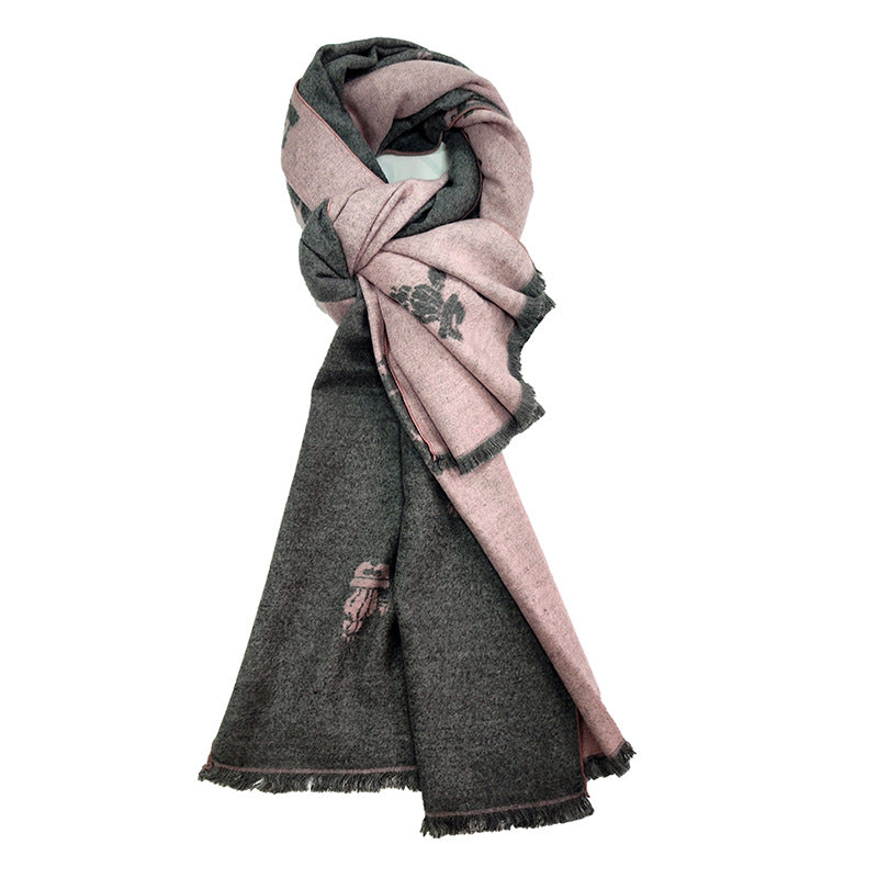 Ladies Elegant and Warm Scarf with Geometric Pattern Bowlift
