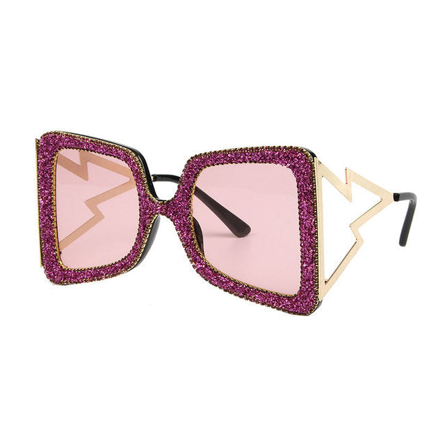 Women's oversized sunglasses with glittering crystal frame Bowlift