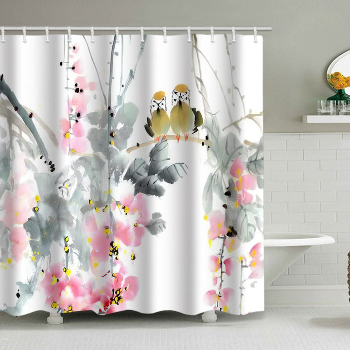 Artistic Nature-Themed Shower Curtain Bowlift