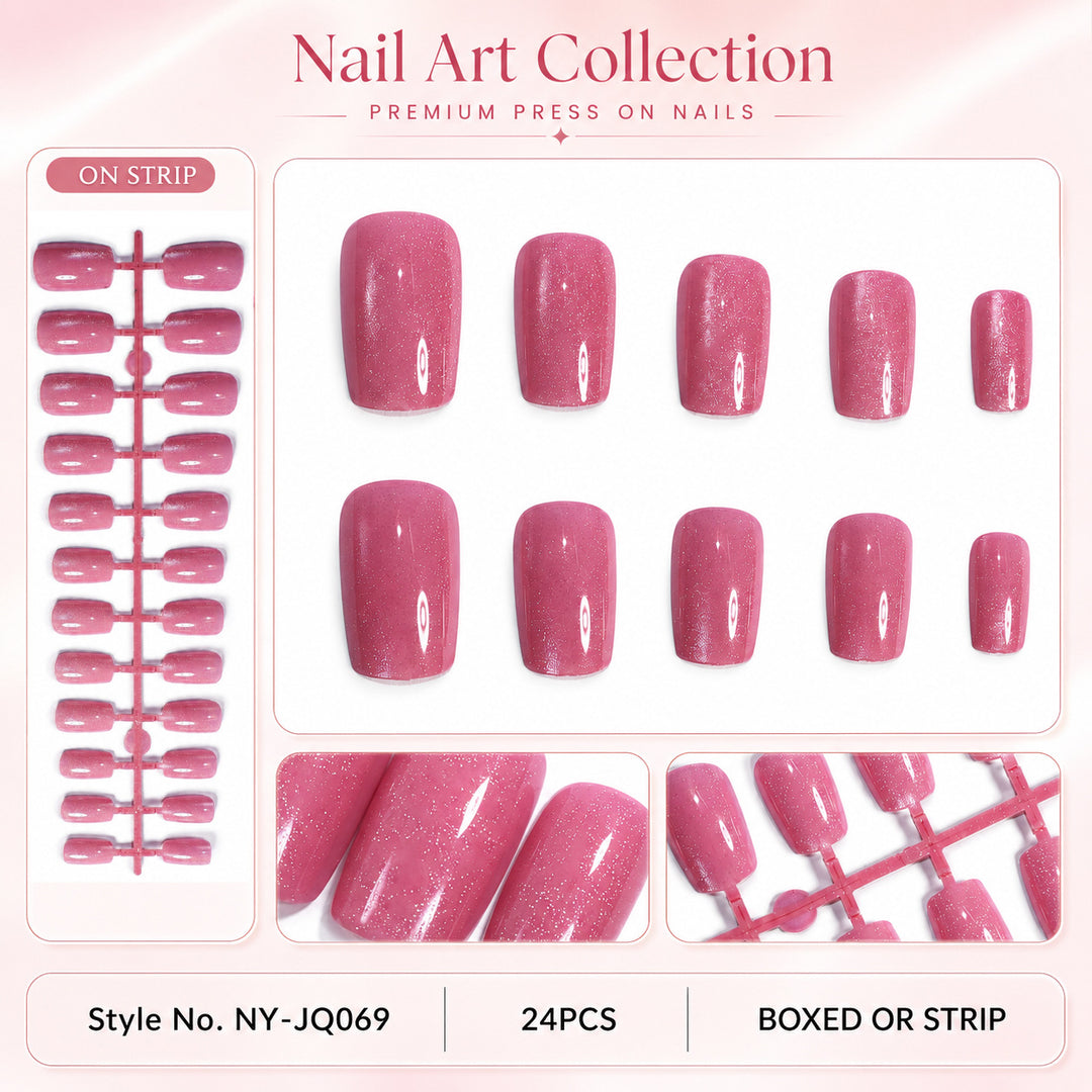 Premium Press-On Nails with Metallic Shine Bowlift