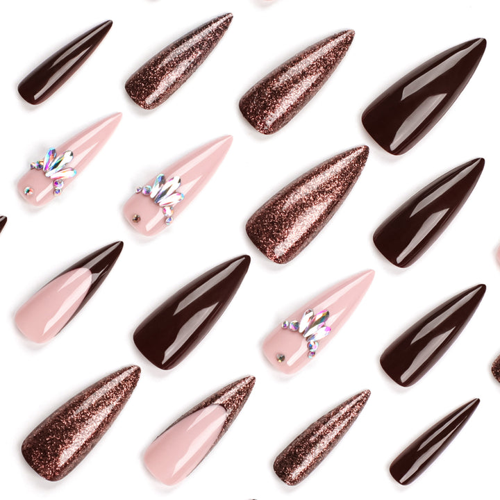 Artful Nail Extensions with Sparkling Accents Bowlift
