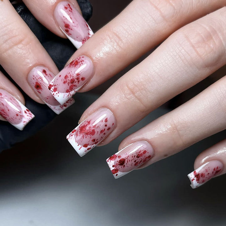 Artistic Blood Splatter Acrylic Nail Extensions Bowlift
