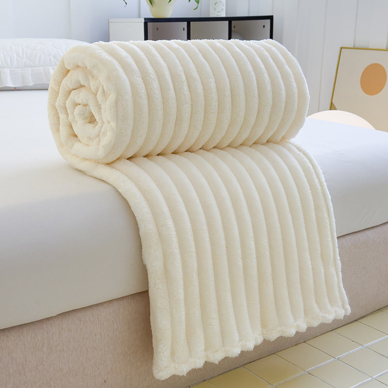 Women High-pile Cozy Blanket with Wave Pattern Bowlift