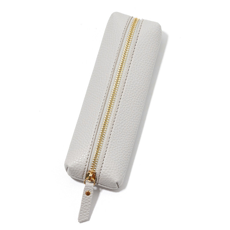 Premium Leather Zippered Pencil Case Bowlift