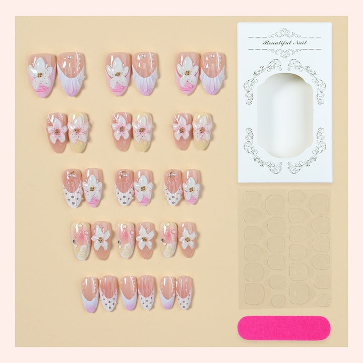 Decorative Floral Press-On Nails Art Set Bowlift