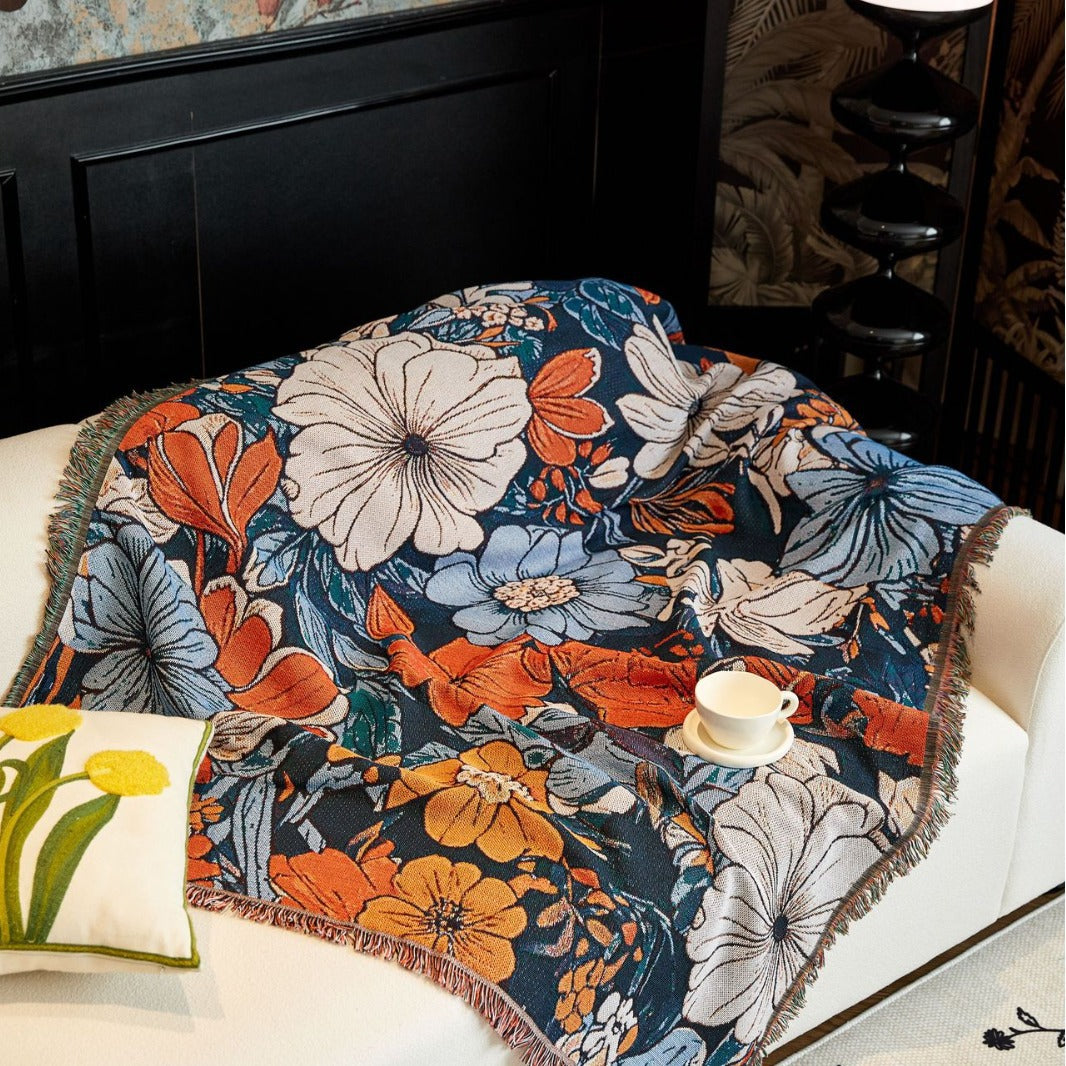 Elegant Floral Woven Throw Blanket