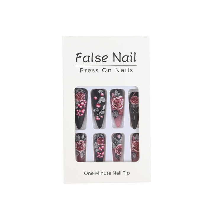 Artificial nails with detailed rose design Bowlift