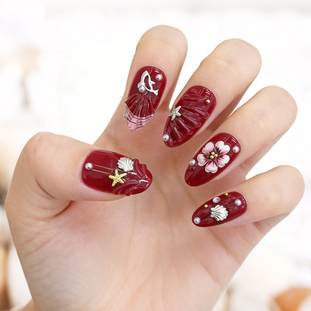 Artistic Floral Design Press-On Nail Set Bowlift 1787225330