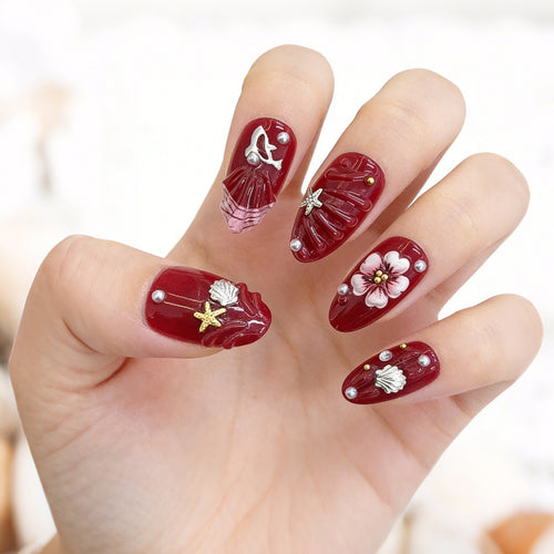 Artistic Floral Design Press-On Nail Set Bowlift 1787225330