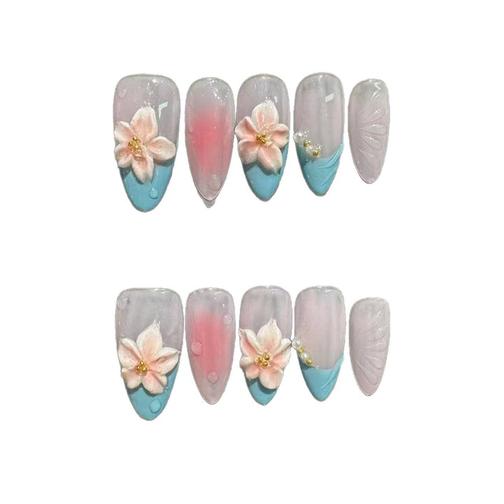 Handmade Floral Accent Press-On Nail Set