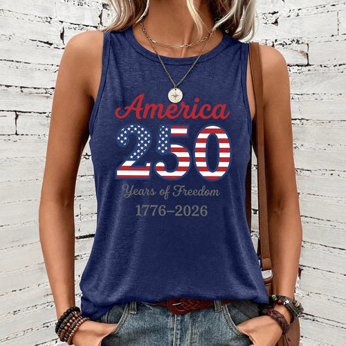 Women's nan sleeveless patriotic graphic tank top with soft modal-cotton blend and relaxed drape Bowlift