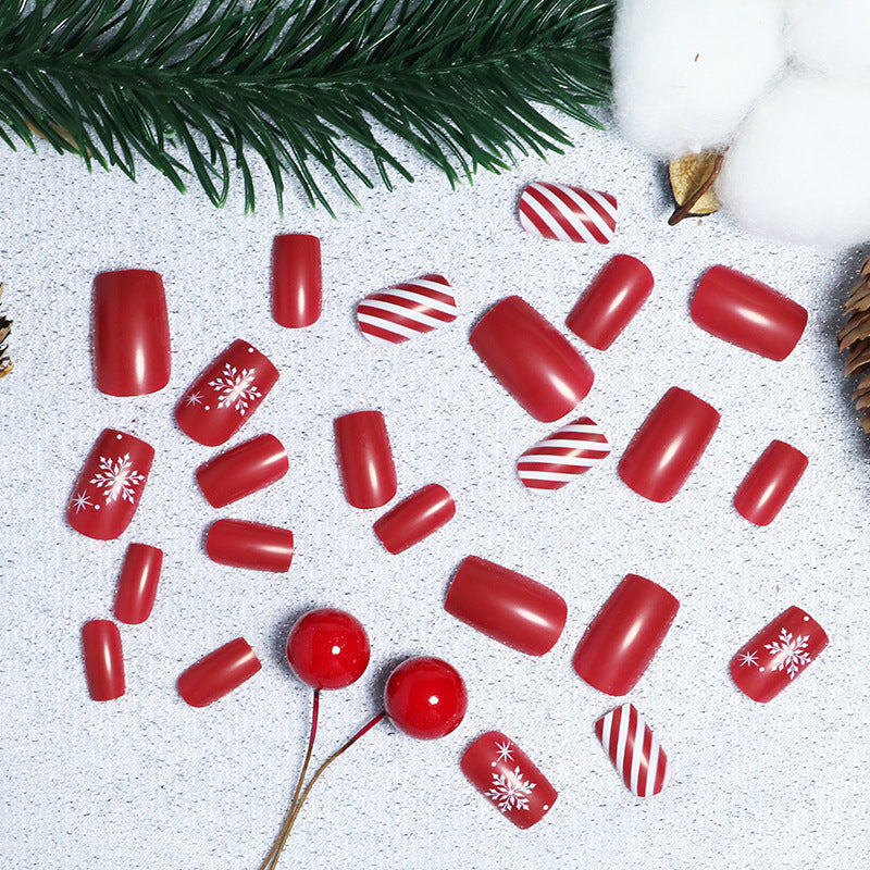 Festive Winter-Themed Press-On Nail Art Set Bowlift
