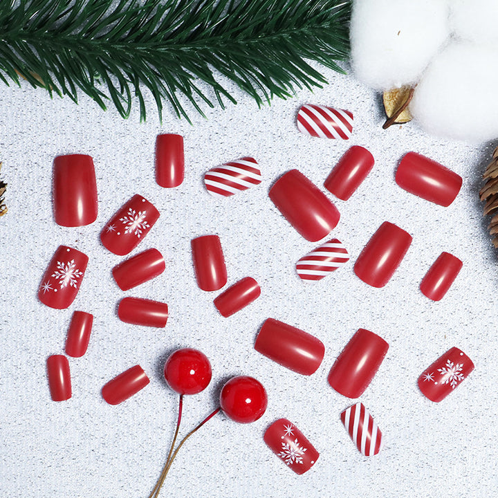 Festive Winter-Themed Press-On Nail Art Set Bowlift