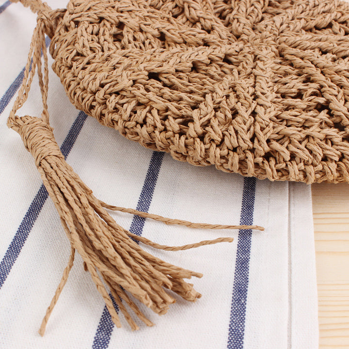 Round Bast Crossbody Bag with Tassels Bowlift