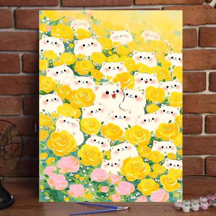 Whimsical Cat-Themed Paint by Numbers Art Kit Bowlift