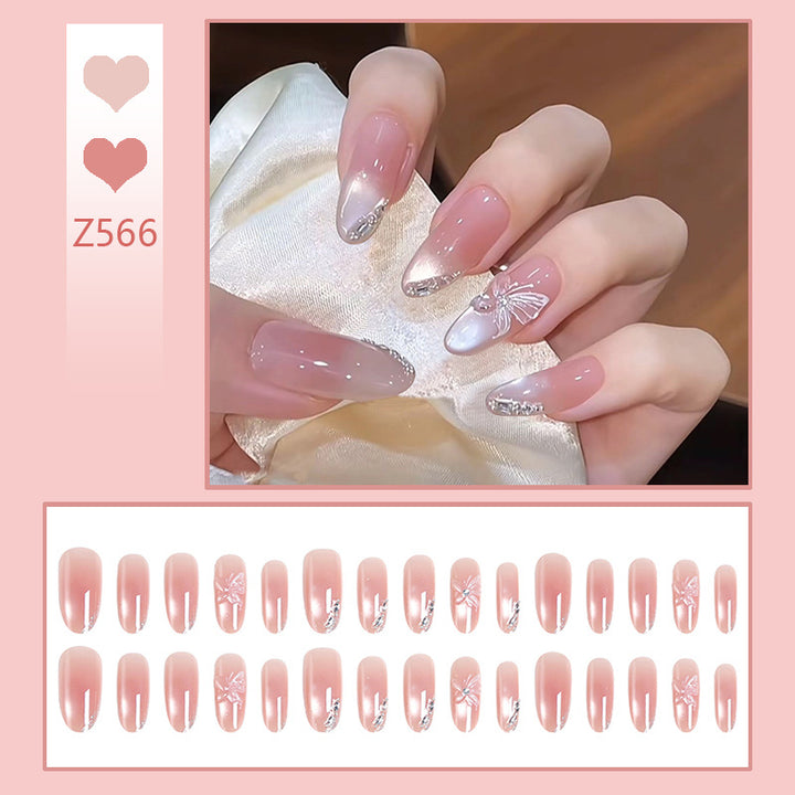 Acrylic nail set with elegant ombre design and sparkling accents Bowlift