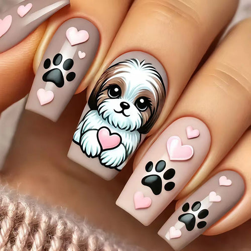 Nail design with cute dog motif Bowlift