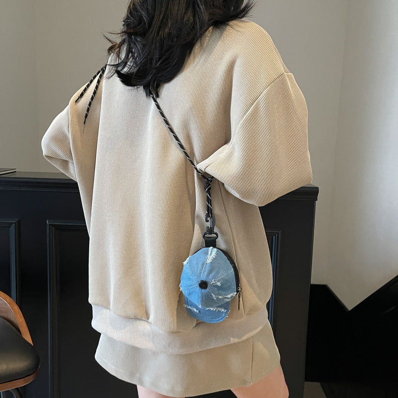 Denim Print Adjustable Cap Bowlift