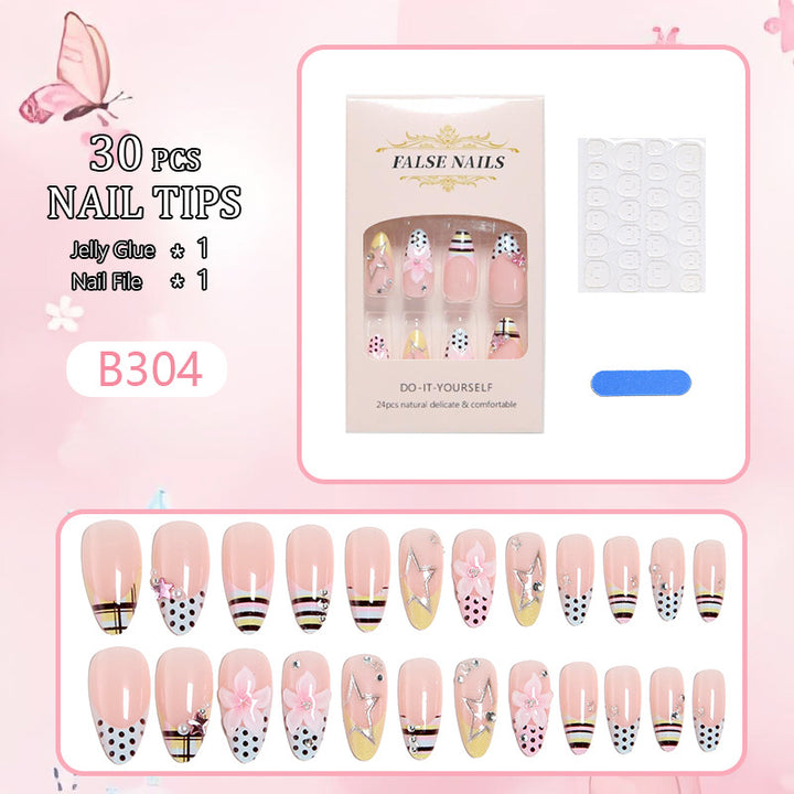 Artificial nail set with decadent floral and geometric design Bowlift