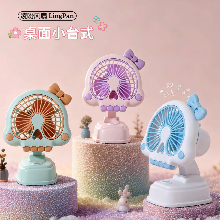 Unisex compact USB table fan with adjustable tilt head, safe protective grille and cute ear design Bowlift