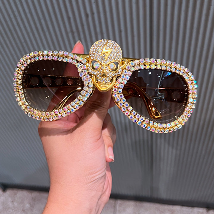 Women's statement sunglasses with eye-catching skull design and sparkling crystal detailing Bowlift