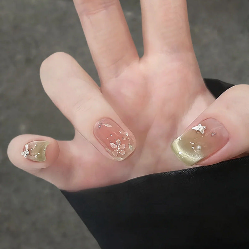 Floral Butterfly Press-On Nail Art Bowlift