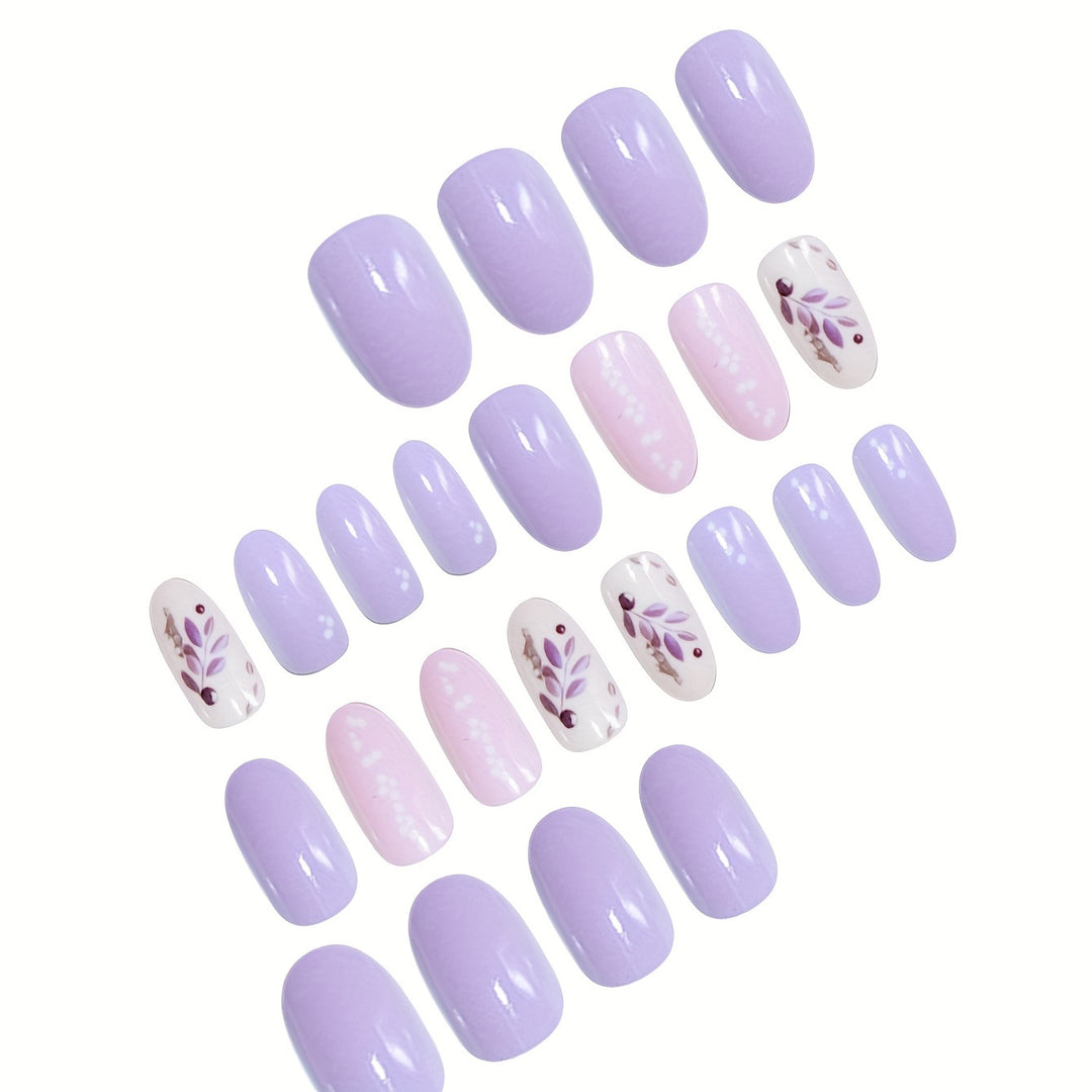 Elegant Floral Design Press-On Nails Bowlift