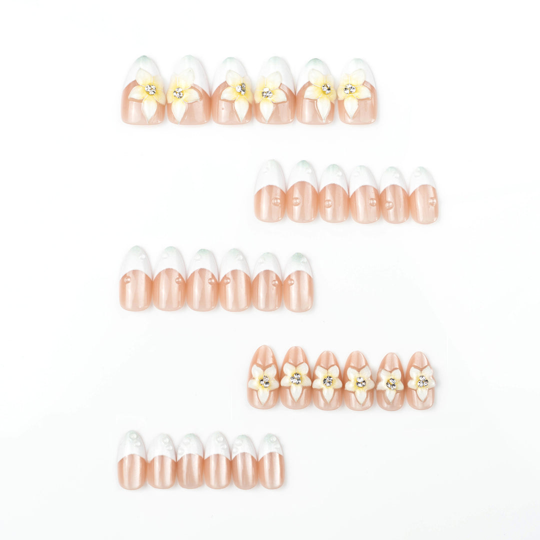 Acrylic nail set with elegant floral design Bowlift