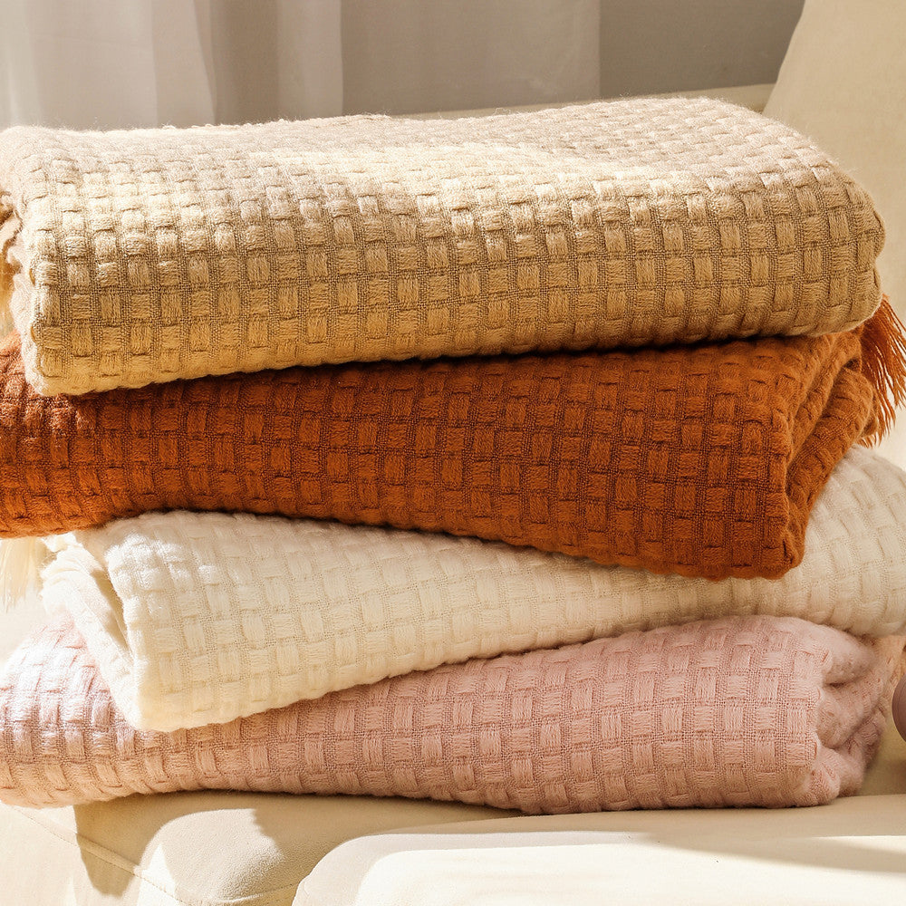 Decorative Woven Fringe Throw Blanket