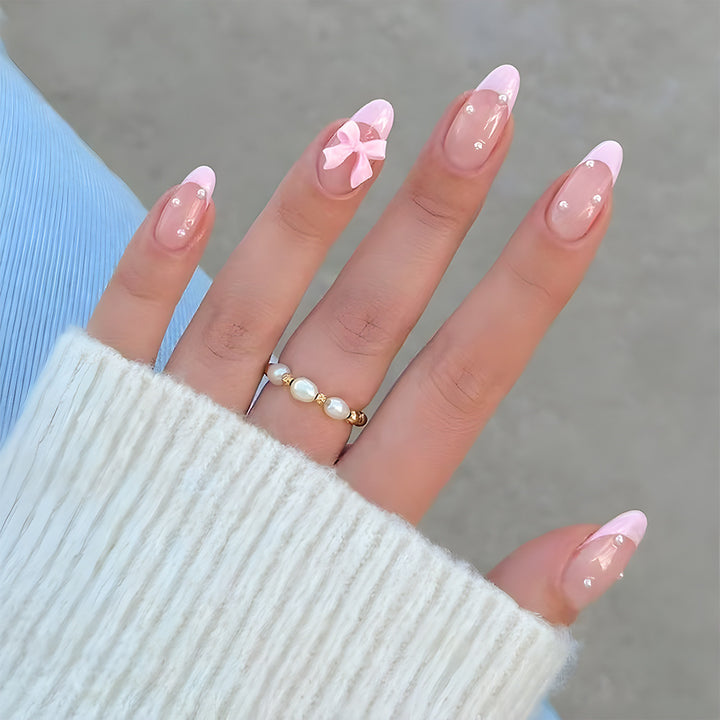 Elegant French Tip Press-On Nail Art Set Bowlift
