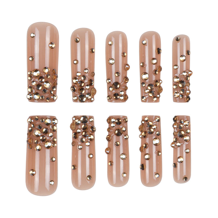 Decorative Long Stiletto Press-On Nails with Rhinestone Accents Bowlift