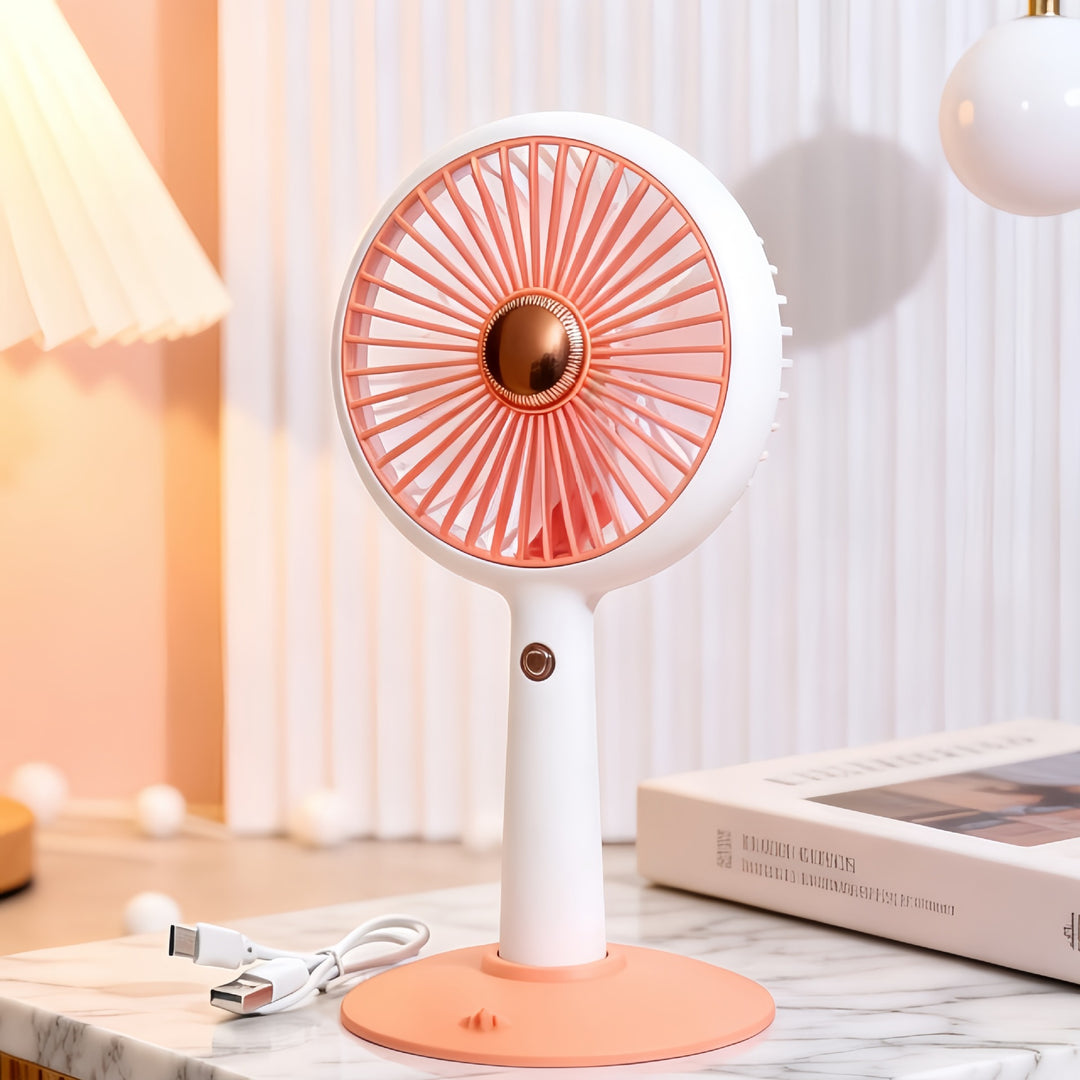 Women portable table fan with USB charging function and flexible tilt Bowlift