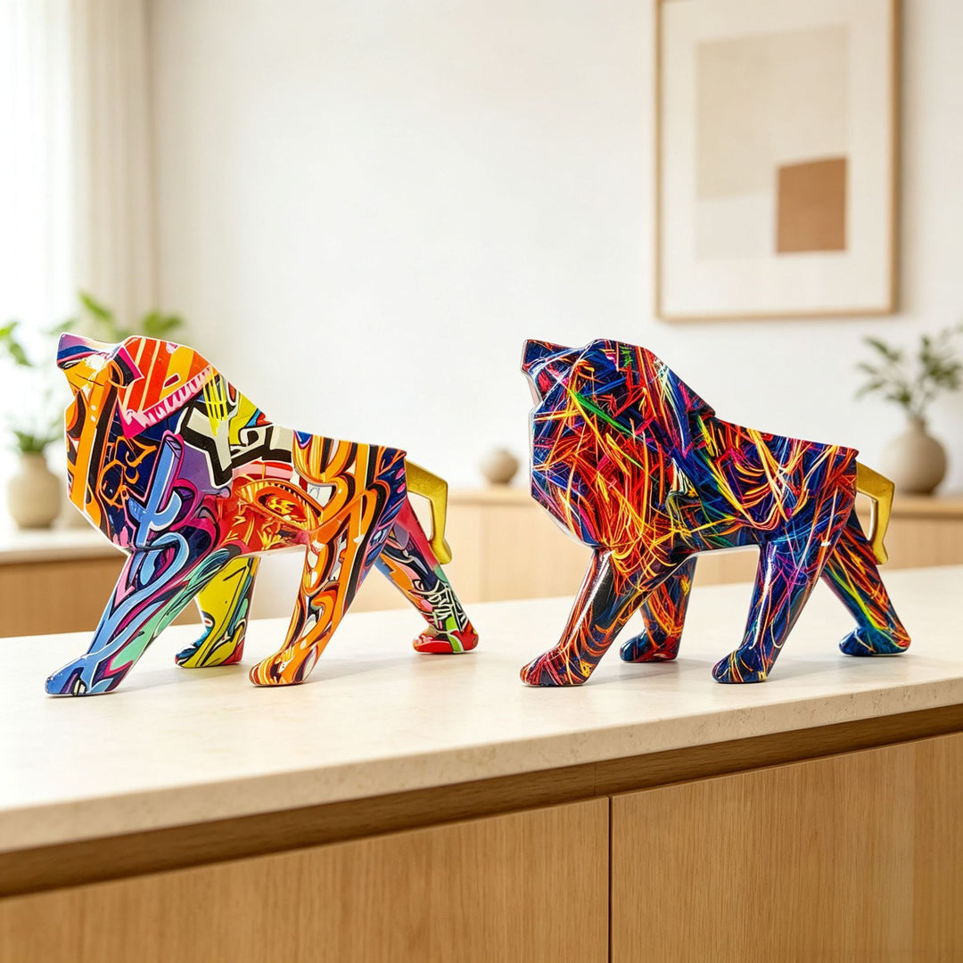 Colorful lion figure made of high-quality resin Bowlift