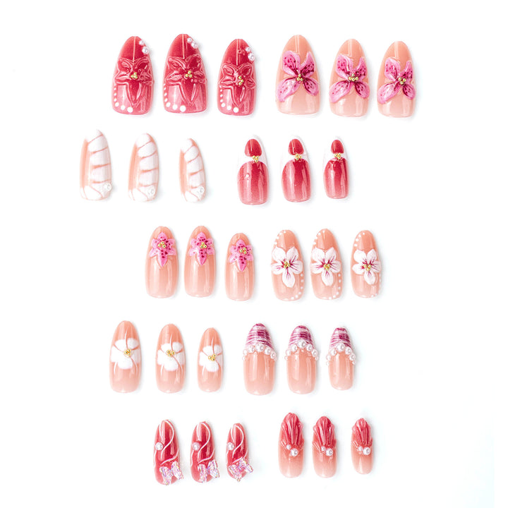 Detailed Floral Design Press-On Nails Bowlift