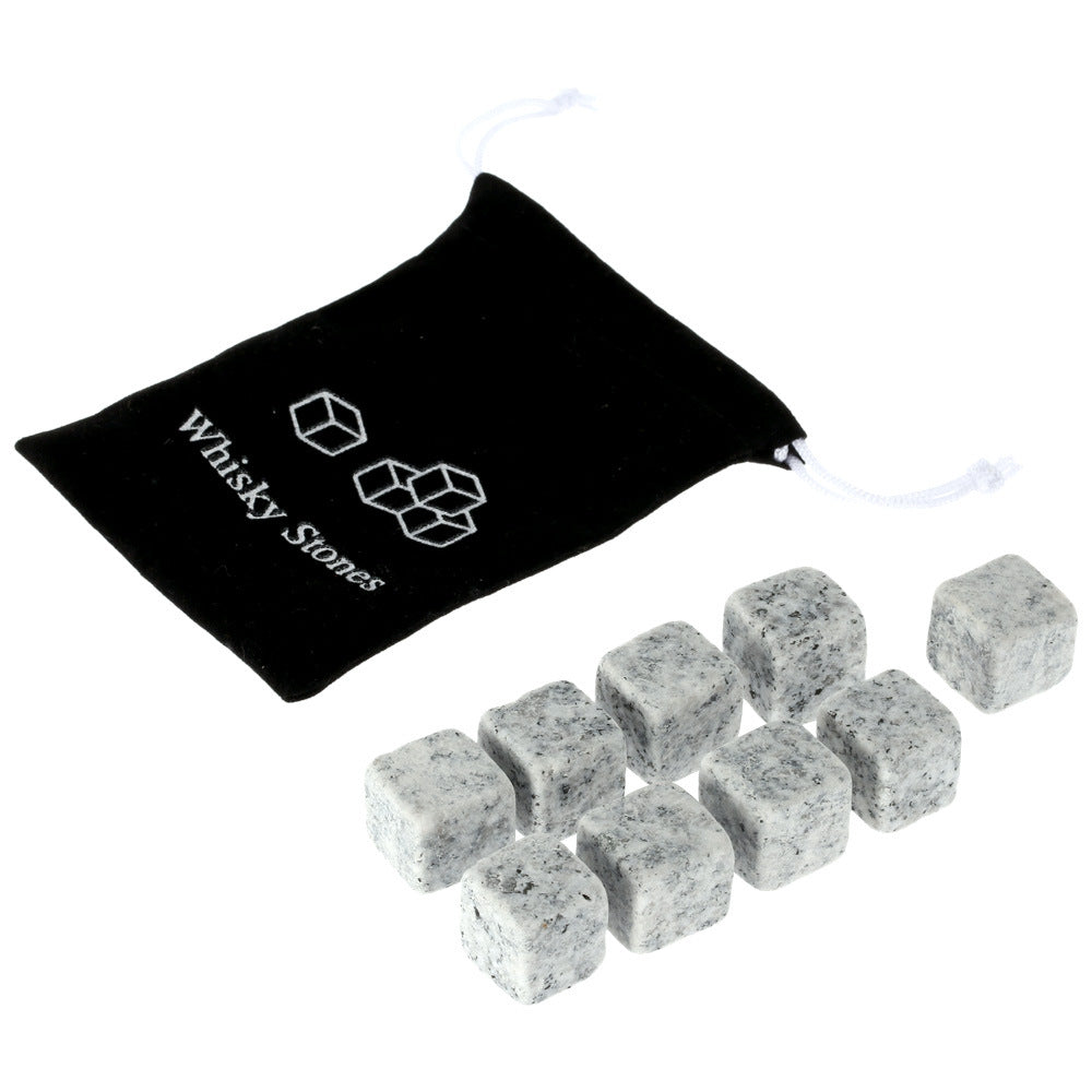 Reusable Whiskey Chilling Stone Cubes with Velvet Drawstring Pouch Bowlift