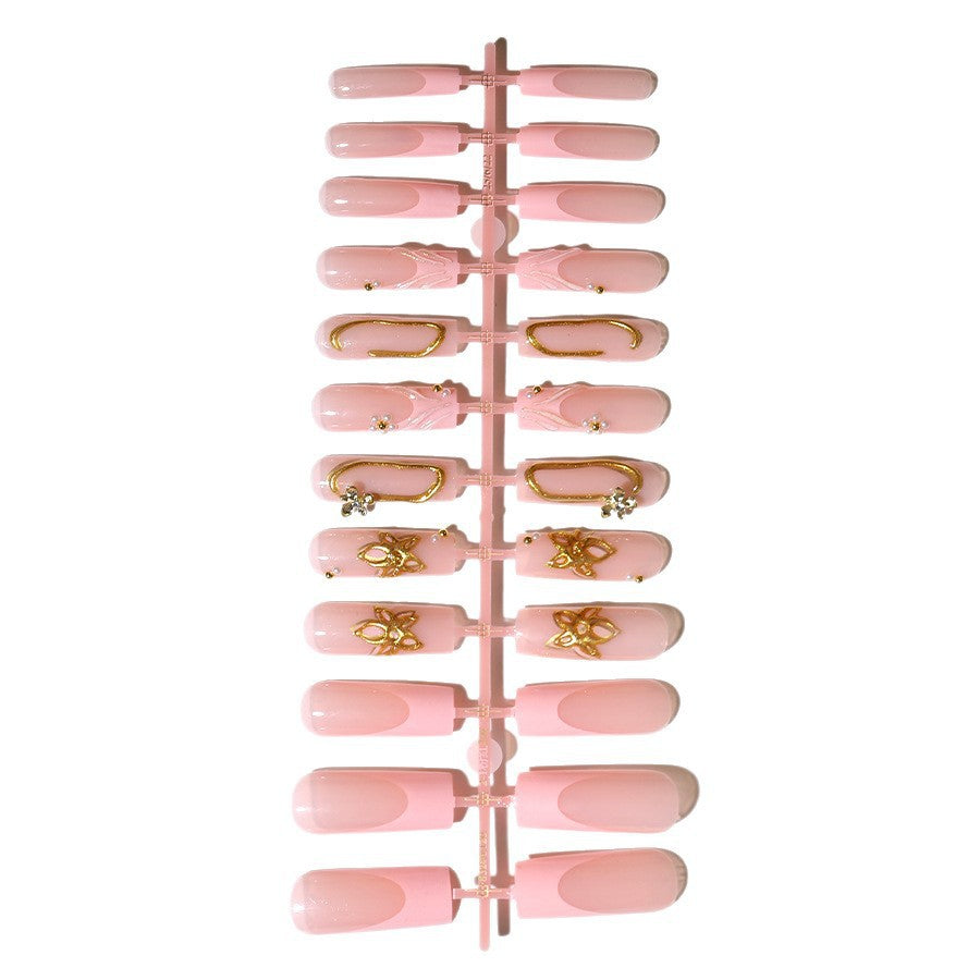 Elegant Artificial Nail Tips with Gold Accents Bowlift