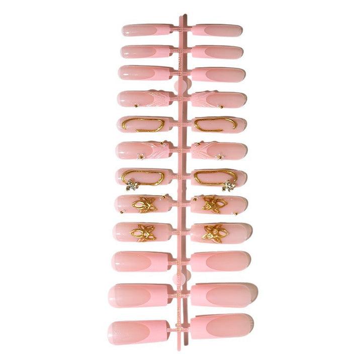 Elegant Artificial Nail Tips with Gold Accents Bowlift