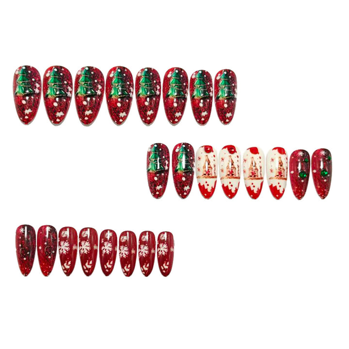 Artificial nails with festive Christmas design and glitter accents Bowlift