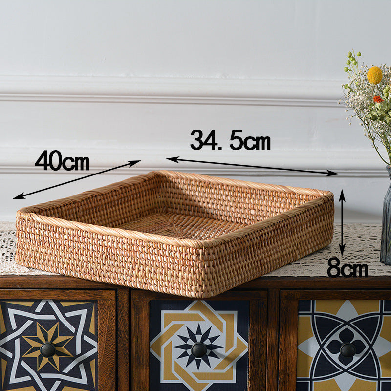 Women rectangular storage basket made of handwoven natural material Bowlift